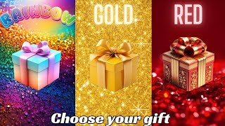 Choose your gift 🎁🤩💝🤮||3 gift box challenge, 2 good & 1 bad || Rainbow, Gold & Red #giftboxchallenge