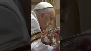 Pope Francis consecrates chrism oil to be used for adult baptisms at Easter Vigil Mass