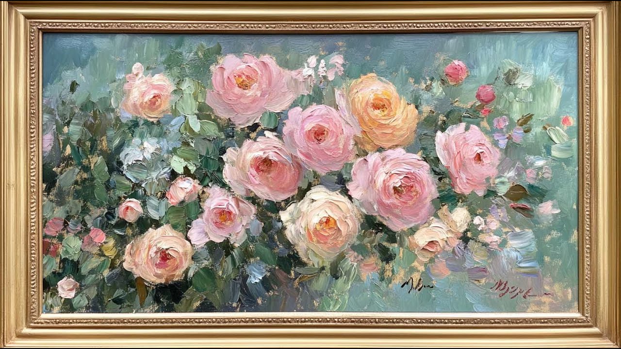 Soft Floral Painting Tv Art Gold Frame Tv Screensaver Youtube