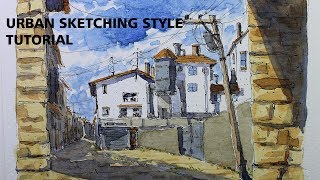 Line and Wash Watercolor Urban Sketching Style Easy and Simple By Nil Rocha