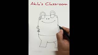 How to draw a Frog | Cartoon | Funny Animal drawing for kids
