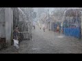 Super Heavy Rain in my cold Village | very quiet, suitable for insomnia, walking in heavy rain