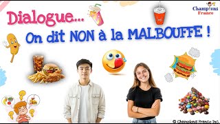 Dialogue 🇫🇷 Non à la MALBOUFFE 🍔 Food French Dialogue DELF A1, A2 et B1😎 #learnfrench #speakfrench