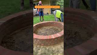 Bricklayer builds HUGE fire pit in the woods. #brickwork #bricks #builder #building