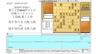 激指解析 第７２回 NHK杯 １回戦1２局 佐々木 大地 七段 vs. 阿久津 主税 八段