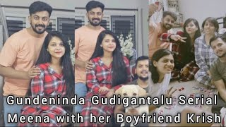 Gundeninda Gudigantalu Serial Meena (Amulya Gowda) with her Boyfriend Krish (Niranjan)