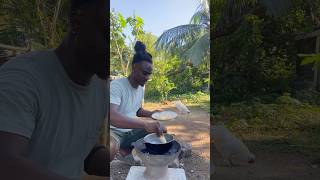 Outdoor Cooking Jamaica | How To Fry Green Plantains (Jamaican Style) #shorts #outdoorcooking #food