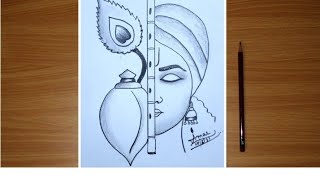 janamashtmi special festival drawing step by easy cute Krishna drawing lord Radha Krishna drawing😀🙏🙏