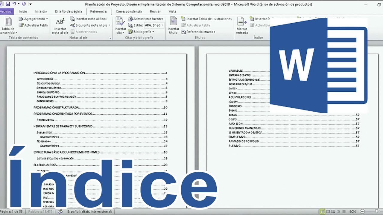 Como Se Hace El Indice En Word Automatico - Printable Templates Free