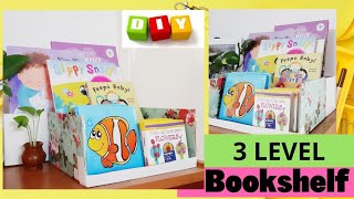 DIY Bookshelf for Kids | 3 level book shelf | Recycled Craft