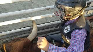 Practice at the AK bucking bull compound Ethan gets tossed by lowlife