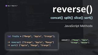Day 2 โ Video 10: JavaScript Methods Explained ๐ | reverse(), concat(), split(), slice(), sort()