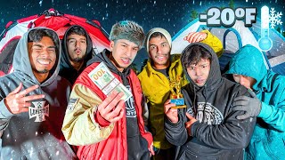 LAST TO LEAVE THE TENT WINS $2000!! (FREEZING COLD CHALLENGE)