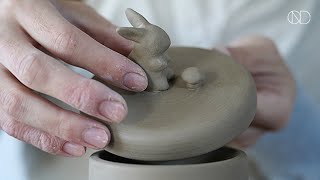 토끼 장식이 있는 도자기합 만들기 :  Making a ceramic covered box [ONDO STUDIO]