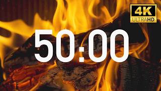 1 Hour Timer 🔥 Fireplace (Ultra HD 4K) with Cozy Fireplace Sounds