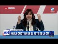 Habló Cristina Fernández de Kirchner en el acto de la CTA