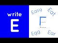 Letter E | Write uppercase letter E | Phonics alphabet writing lesson