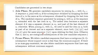 GSP (Generalized Sequential Pattern Mining) Example