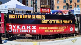 Chicago Firefighters Protest for New Contract During 2024 DNC