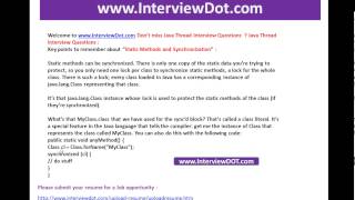 java thread interview question static methods and synchronization interviewdot job
