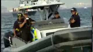 Gibraltar waters flotilla dispute sumary on BBC1 Weekend News 18/08/13