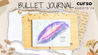 Bullet Journal de agosto acuarelando Tombow para hacer una nebulosa