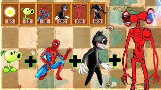 Spider man + SirenHead + Cartoon Cat - Plants vs Zombies Fusion Animation ❤️ Bit Hunter