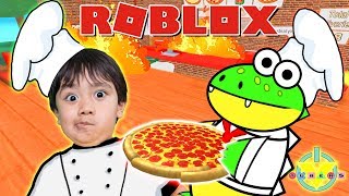Ryan Plays Roblox Working at Pizza Shop with Gus the Gummy Gator