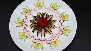 Creative Art in Food | Beautiful Salad Decoration Idea | DIY Vegetable Carving Idea For Food Garnish