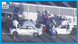 名古屋高速でトラック含む5台玉突き事故 ４人けが　直前に渋滞も