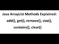 Java ArrayList Methods Explained: add(), get(), remove(), size(), contains(), clear()