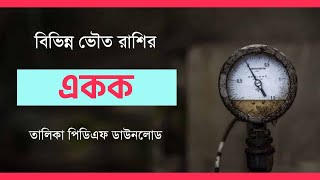 বিভিন্ন ভৌত রাশির একক  || Units of different physical quantities || Basic GK