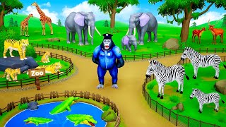 Zoo Animals Escape Diorama Compilation - Funny Animals Elephant, Tiger, Cow, Zebra, Gorilla, Pigs