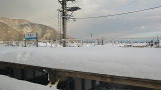 大雪が降った後の湖西線　京都駅～近江塩津駅　側面展望　2022/2（4K UHD）