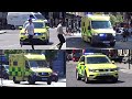 PEOPLE RUN IN FRONT OF AMBULANCE! London Ambulance Service vehicles responding in Central London