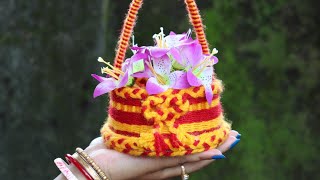Wow ! Decorative Flower Basket | Woolen Craft | Easy Diy Craft | Diy Home Decor