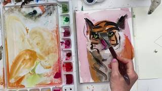 Painting a Gouache Tiger