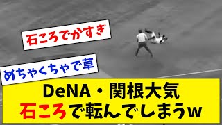 【邪魔すぎ】横浜DeNA・関根大気、石ころ(審判)にぶつかって転んでしまうwww【なんJ なんG反応】【2ch 5ch】