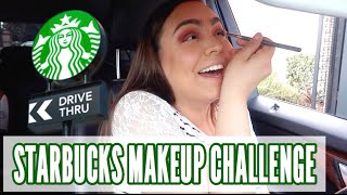 Doing a FULL face of makeup in a STARBUCKS drive-thru CHALLENGE (GIVEAWAY)