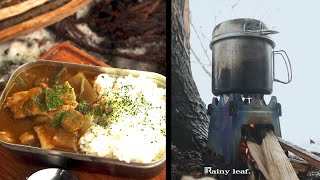 メスティンで雪山カレー　Bonfire Curry and rice with TR-20 (trangia) in winter