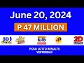 PCSO Lotto Result Yesterday  June 20, 2024