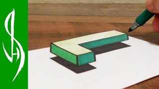 How to Draw Floating 3D Letter L - Easy Anamorphic Trick Art