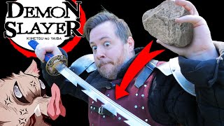 DEMON SLAYER TESTED! Can we make Inosuke's katana with a ROCK?!?