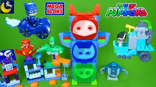 LOTS of PJ MASKS Mega Bloks Toys HQ Set Cat Boy Gekko Cars Toy Unboxing  for Kid