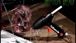 Webcaster Gun makes spider and cobwebs for Halloween or Stage