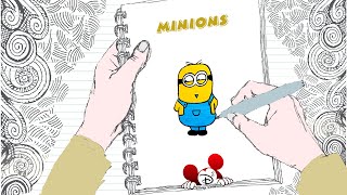 Learn How to Draw cute Minions -  Despicable Me | Kevin | Stuart | Bob
