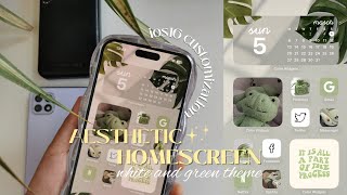 iOS16 customization | aesthetic, white and green theme, iphone 14 pro max