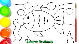 Drawing and Coloring fish pictures for kids | Рисование рыбок для детей, Menggambar, mewarnai ikan