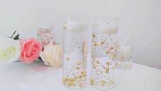 Gold Vase filler Pearl Beads For floating candles, table centerpieces, table decorations etc