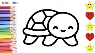Como dibujar una TORTUGA FELIZ | dibujos niños 💓⭐ How to draw a HAPPY TURTLE | drawings for kids